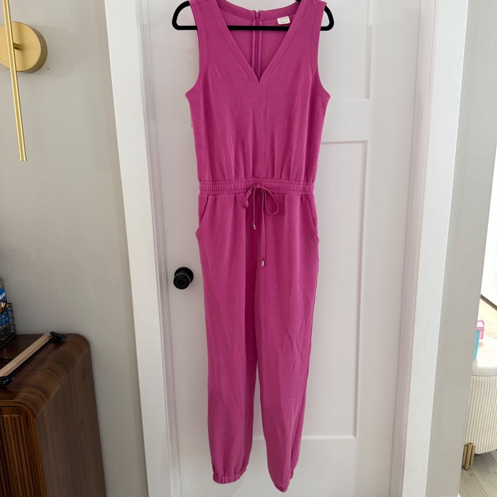 Skies Are Blue Soft Pink Sleeveless V-Neck‎ Drawstring Jogger Jumpsuit S Barbie